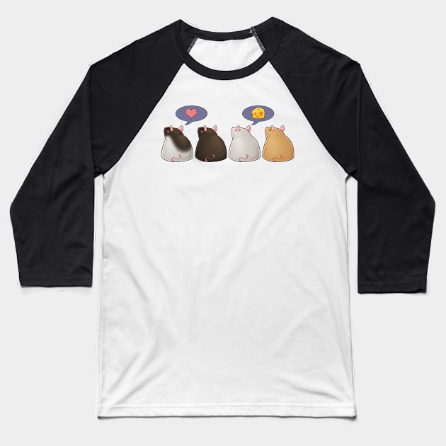 Rat Love Baseball T-Shirt by Psitta